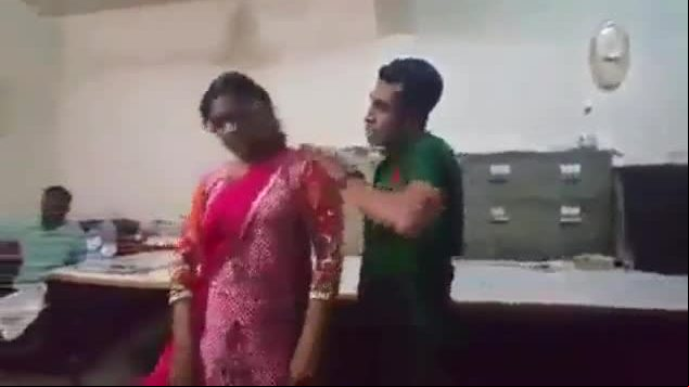 Hot milf lady dancing in office